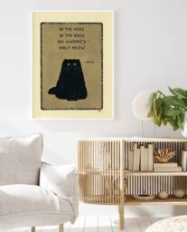 Funny Cat Poster, Japanese Art Print, Black Cat, Animal Wall Decor, Lovers Gift, Oriental Art, A1/A2/A3/A4 - thumbnail 1