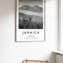 Jamaica Travel Poster Black & White Caribbean Art Print - thumbnail 3
