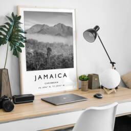 Jamaica Travel Poster Black & White Caribbean Art Print - thumbnail 2