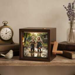 Childhood Memory Photo Flipbook Frame, Personalized Picture Box With Light, Custom Family Keepsake Gift, Flipbook, Timeless - thumbnail 3