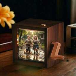 Childhood Memory Photo Flipbook Frame, Personalized Picture Box With Light, Custom Family Keepsake Gift, Flipbook, Timeless - thumbnail 2