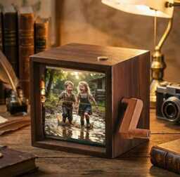 Childhood Memory Photo Flipbook Frame, Personalized Picture Box With Light, Custom Family Keepsake Gift, Flipbook, Timeless - thumbnail 1