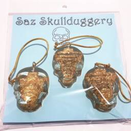 Glitter Resin Skull Christmas Tree Ornaments - Set Of 3 - thumbnail 2