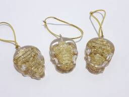 Glitter Resin Skull Christmas Tree Ornaments - Set Of 3