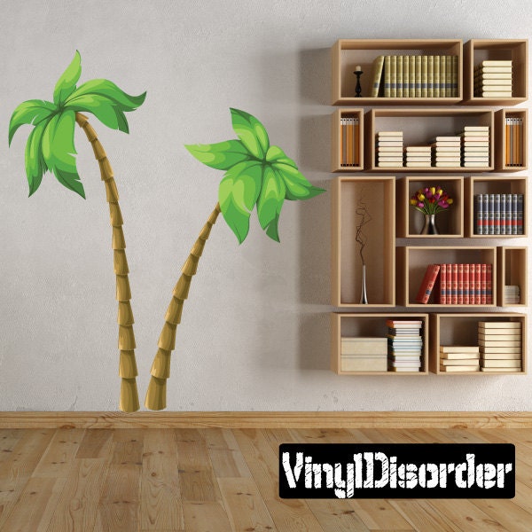 Palm Tree Wall Decal - Fabric Vinyl Removable & Reusable Palmtreeuscolor005Et