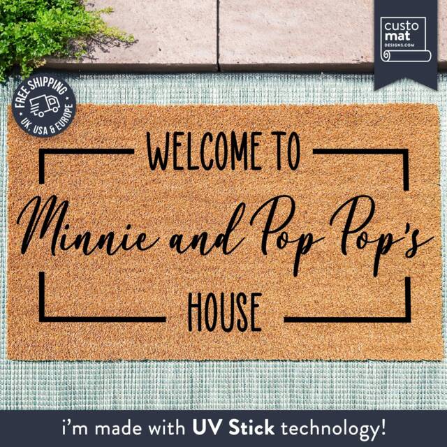Welcome To Minnie & Pop Pop's House - Grandparents Door Mat Personalized Doormat Gift Grandparent Custom Coir Home Decor - image 1