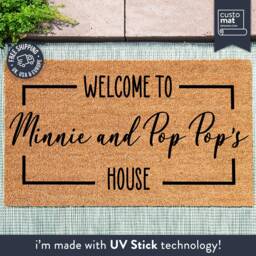 Welcome To Minnie & Pop Pop's House - Grandparents Door Mat Personalized Doormat Gift Grandparent Custom Coir Home Decor - thumbnail 1
