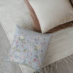 Outdoor Pillows - Weatherproof Garden Cushions Chinoiserie Floral Birds Oriental Light Blue Decorative Waterproof Home - thumbnail 2