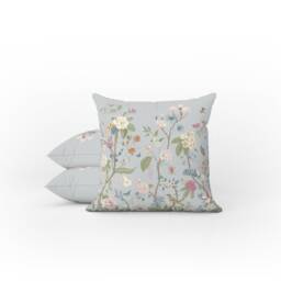 Outdoor Pillows - Weatherproof Garden Cushions Chinoiserie Floral Birds Oriental Light Blue Decorative Waterproof Home - thumbnail 1