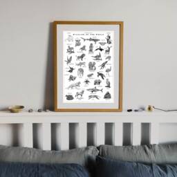 World Wildlife Poster, Vintage Animal Artwork, Hand-Drawn Collection - thumbnail 1