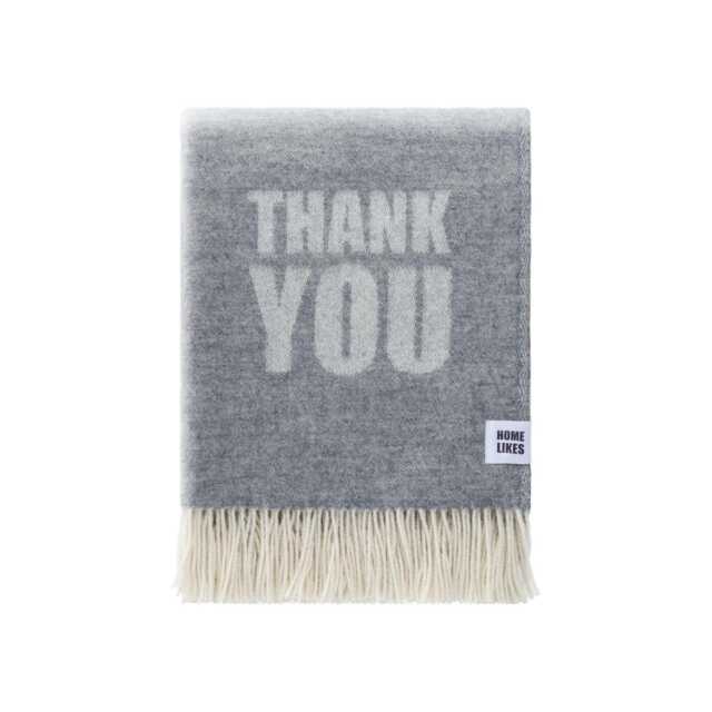 Thank You Wool Throw - Woven Blanket Made From Recycled Merino Grey & Off-White Decor Thankyou Gift - image 1