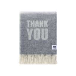 Thank You Wool Throw - Woven Blanket Made From Recycled Merino Grey & Off-White Decor Thankyou Gift - thumbnail 1