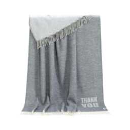 Thank You Wool Throw - Woven Blanket Made From Recycled Merino Grey & Off-White Decor Thankyou Gift - thumbnail 2