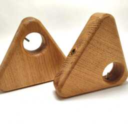 Solid Oak Wooden Curtain Rod Brackets - Handmade Scandinavian Wall Mount Hardware - thumbnail 2