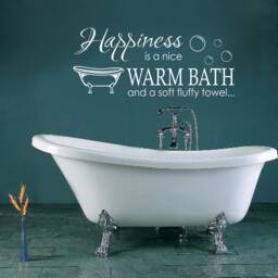 Happiness Is A Nice Warm Bath - Bathroom Wall Sticker Contemporary Vinyl Decal - thumbnail 1