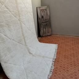 Handmade White Wool Berber Rug Moroccan Beni Ourain Area Rug - thumbnail 3