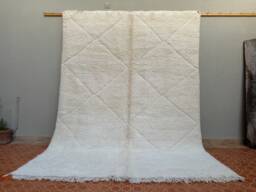 Handmade White Wool Berber Rug Moroccan Beni Ourain Area Rug
