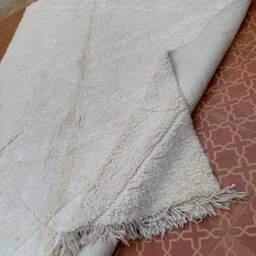 Handmade White Wool Berber Rug Moroccan Beni Ourain Area Rug - thumbnail 2