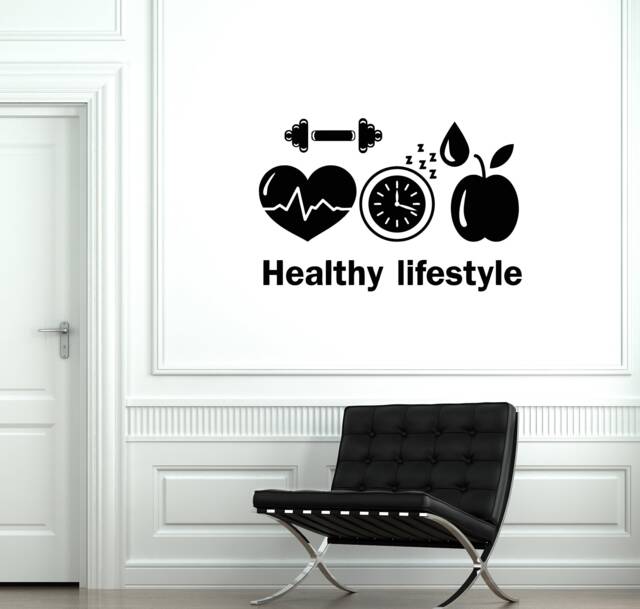 Healthy Lifestyle Vinyl Wall Decal Home Gym Decor Sports Inspiration Stickers - #2783Di - image 1