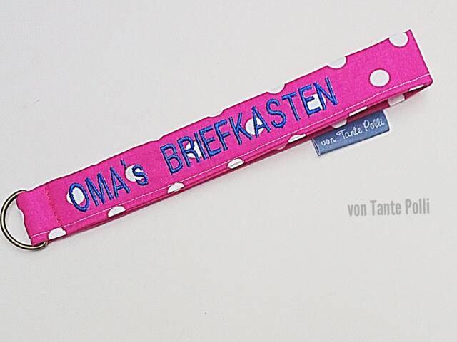 Personalized Keychain Lanyard With Name & Saying, Pink Blue Embroidered