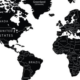 World Map Wall Decal Black Sticker Detailed Political Decor With Country Names Push Pin Travel Of Art - thumbnail 4