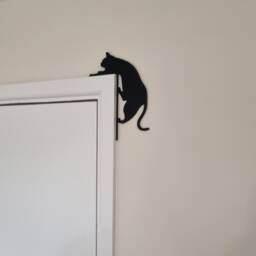 Cat Climbing Door Topper Decoration - Kitty Jumping Decor/Wall Art On Top Corner Of Frame Animal Kitten - thumbnail 3