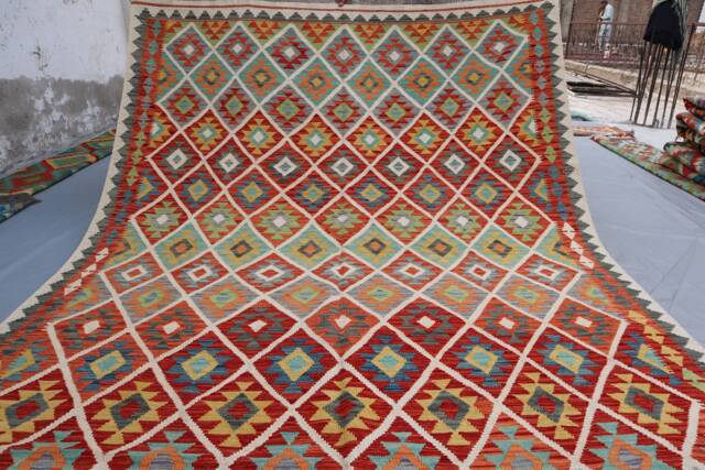 7x9 Ft Flatweave Kilim Rug, Afghan Handmade Vege Dyes Wool Turkmen Oriental Reversible Somak Kilim, Dining Table, Bedroom Carpet - image 1
