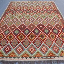 7x9 Ft Flatweave Kilim Rug, Afghan Handmade Vege Dyes Wool Turkmen Oriental Reversible Somak Kilim, Dining Table, Bedroom Carpet - thumbnail 2