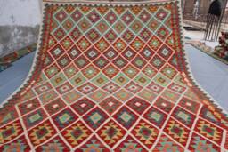 7x9 Ft Flatweave Kilim Rug, Afghan Handmade Vege Dyes Wool Turkmen Oriental Reversible Somak Kilim, Dining Table, Bedroom Carpet - thumbnail 1