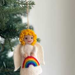 Felt Angel Christmas Ornament, Needle Felted Tree Hanging Decoration, Fair Trade Ornament - thumbnail 2