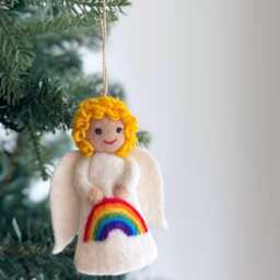 Felt Angel Christmas Ornament, Needle Felted Tree Hanging Decoration, Fair Trade Ornament