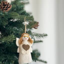 Felt Angel Christmas Ornament, Needle Felted Tree Hanging Decoration, Fair Trade Ornament - thumbnail 4