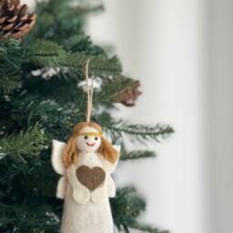 Felt Angel Christmas Ornament, Needle Felted Tree Hanging Decoration, Fair Trade Ornament - thumbnail 3