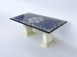 120x60 cm Pietra Dura Marble Lapis Lazuli Coffee Table Florentine Mosaic Inlaid Living Room Marble Inlay - Lapis