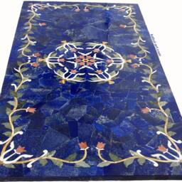 120x60 cm Pietra Dura Marble Lapis Lazuli Coffee Table Florentine Mosaic Inlaid Living Room Marble Inlay - Lapis - thumbnail 3