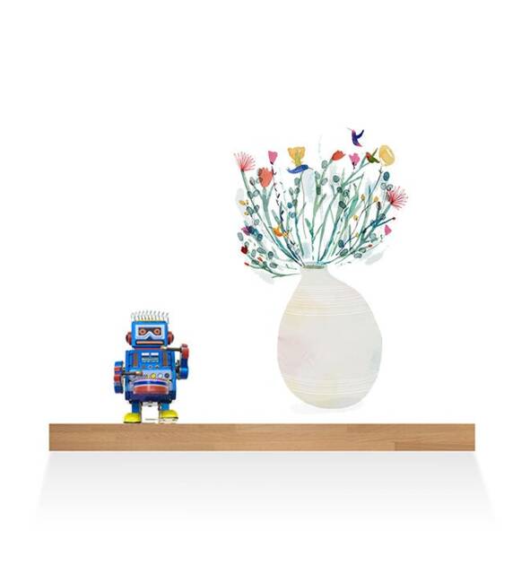 Lovely Flower Vase Wall Sticker Decal - Illustration Stickers, Animals Decals, Home Decor, Art, Illustrations