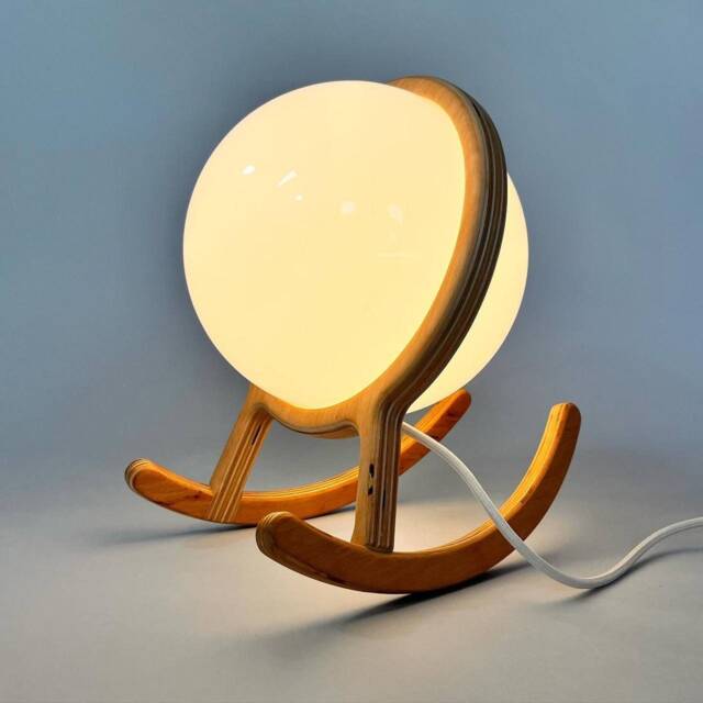 Hand Knit Swinging Lamp Birch Plywood & Acrylic Led Light - image 1