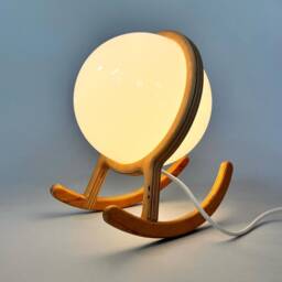 Hand Knit Swinging Lamp Birch Plywood & Acrylic Led Light - thumbnail 1