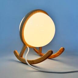 Hand Knit Swinging Lamp Birch Plywood & Acrylic Led Light - thumbnail 3