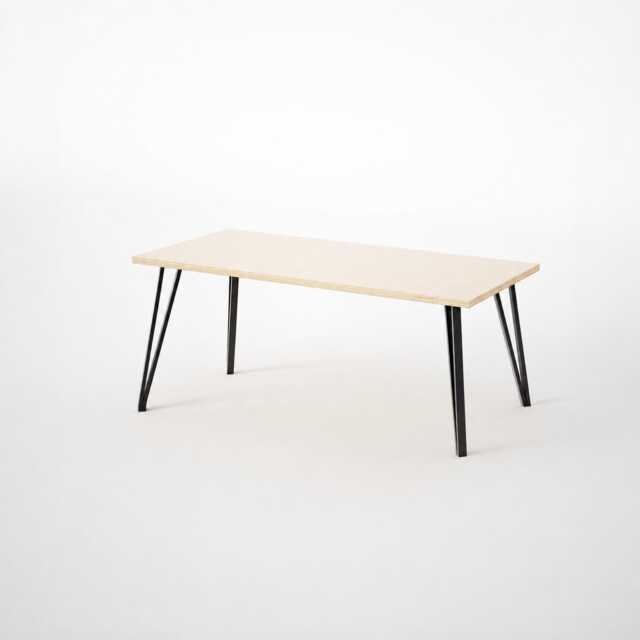 Birch Plywood Dining Table, Black Steel Legs, Handmade Modern Kitchen Table - image 1