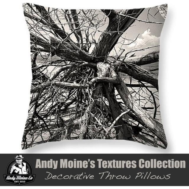 Jekyll Island Black & White Throw Pillow, Driftwood Tree Decor, Georgia, & Photography - image 1
