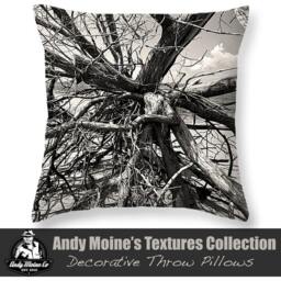 Jekyll Island Black & White Throw Pillow, Driftwood Tree Decor, Georgia, & Photography - thumbnail 1