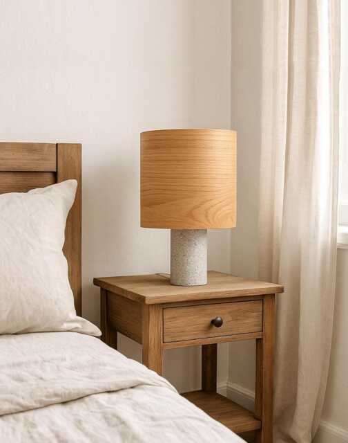 Mid Century Wood Table Lamp, Bedside Lamp For Farmhouse Decor, Standing Living Room Decor - image 1