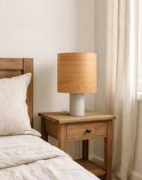 Mid Century Wood Table Lamp, Bedside Lamp For Farmhouse Decor, Standing Living Room Decor - thumbnail 1