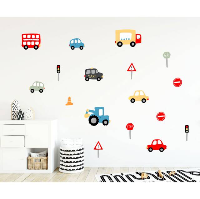 Car Wall Decals Transport Stickers For Boy Nursery Decor - image 1