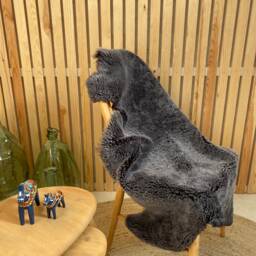 Charcoal Grey Xxl Sheepskin Rug Or Throw. Dark Short Wool . Grey Large Throw Genuine Sheepskin, Dark - thumbnail 3