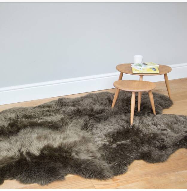 Large Brown Sheepskin Rug, Dark Khaki, Mole Coloured Large Bed Throw, Chair Cover, Hygge, Interior Decor , Floor - image 1