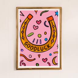 Good Luck Horseshoe Art Print, Colorful Positive Quote - thumbnail 1