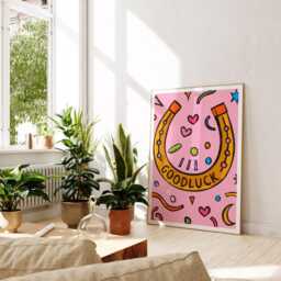 Good Luck Horseshoe Art Print, Colorful Positive Quote - thumbnail 2
