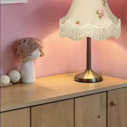 Cream Bouquet Floral Lampshade With Fringe Handmade For Ceiling Lights, Table & Floor Standard Lamp Shades - thumbnail 3